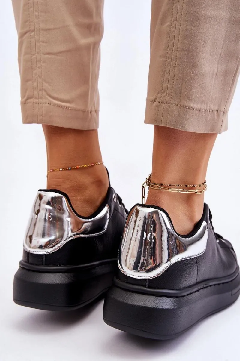 Sneakersy Damskie>GOE Damskie Buty Sportowe LL2N4012 Czarno-Srebrne