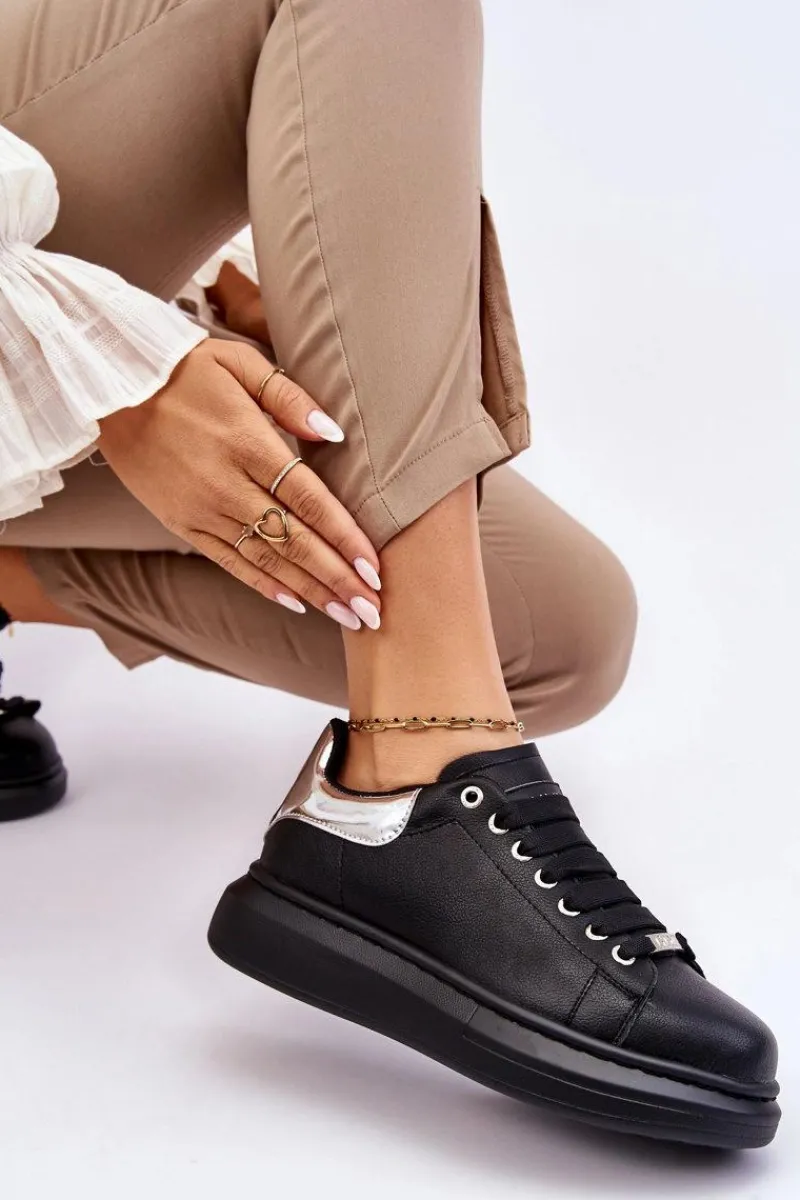 Sneakersy Damskie>GOE Damskie Buty Sportowe LL2N4012 Czarno-Srebrne