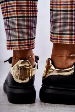 Sale Damskie Buty Sportowe KK2N4073 Czarne Damskie Sneakersy Damskie