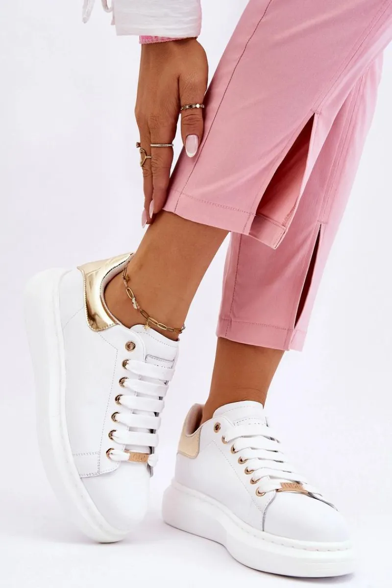 Sneakersy Damskie>GOE Damskie Buty Sportowe LL2N4011 Biało-Złote