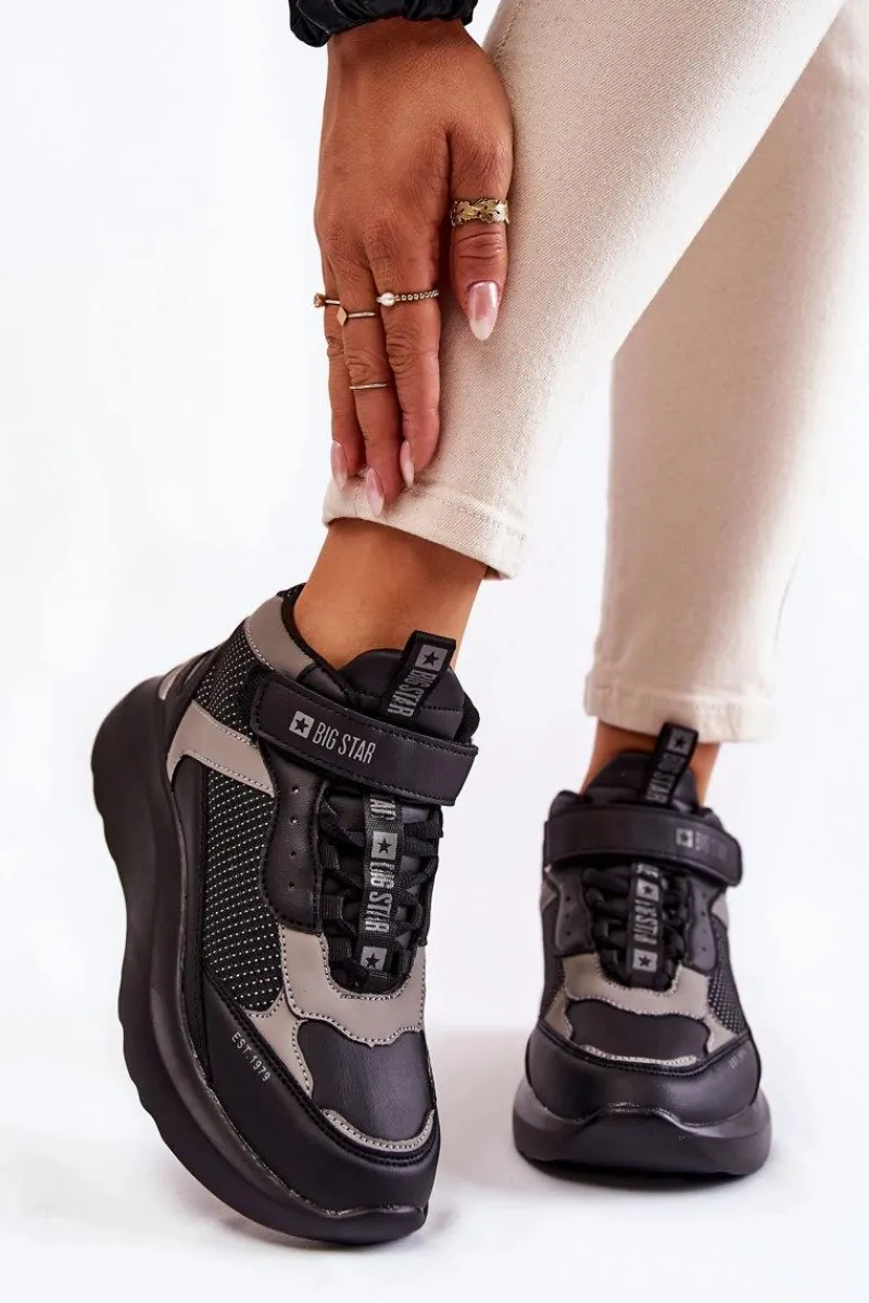 Clearance Damskie Buty Sportowe Memory Foam System Big Star KK274403 Czarne Damskie Buty Sportowe Big Star|Sneakersy Damskie