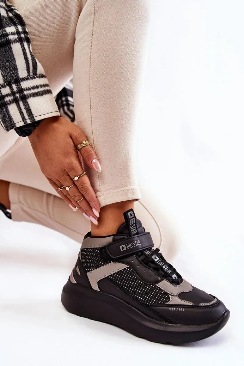 Clearance Damskie Buty Sportowe Memory Foam System Big Star KK274403 Czarne Damskie Buty Sportowe Big Star|Sneakersy Damskie