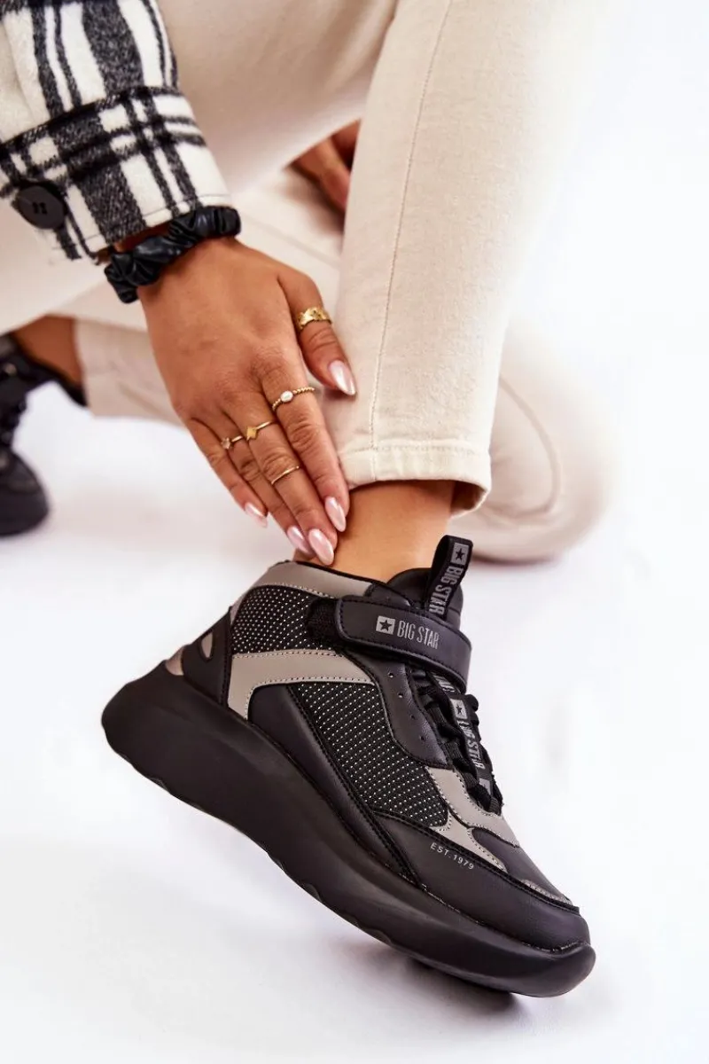 Clearance Damskie Buty Sportowe Memory Foam System Big Star KK274403 Czarne Damskie Buty Sportowe Big Star|Sneakersy Damskie