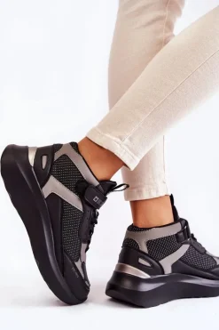 Clearance Damskie Buty Sportowe Memory Foam System Big Star KK274403 Czarne Damskie Buty Sportowe Big Star|Sneakersy Damskie