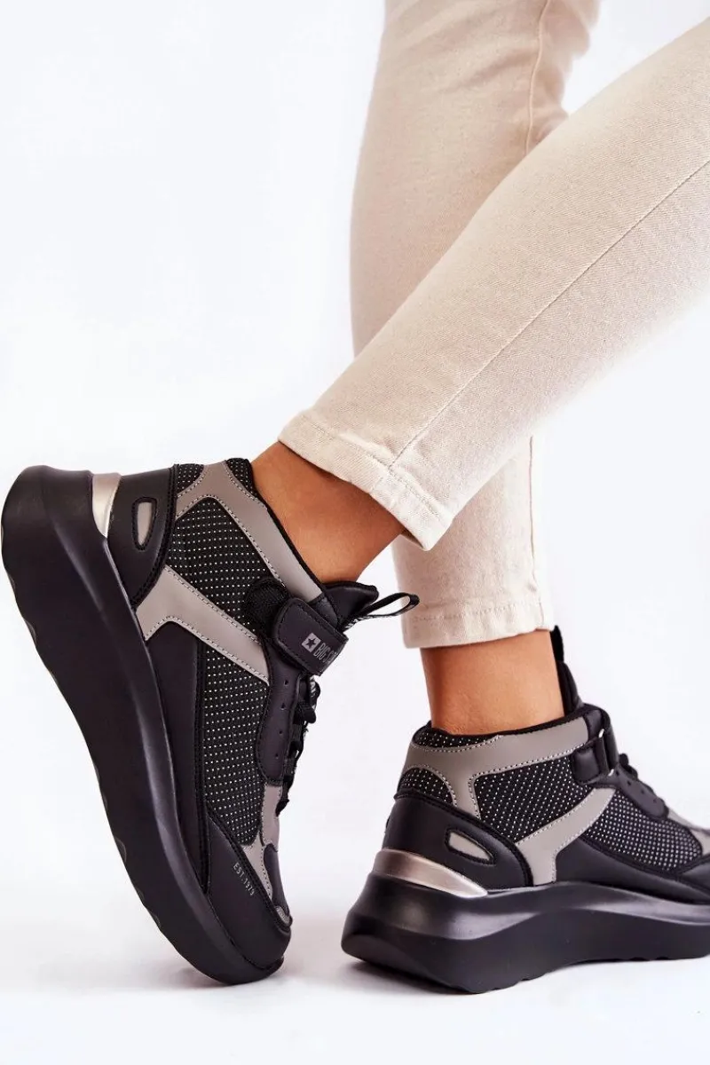 Clearance Damskie Buty Sportowe Memory Foam System Big Star KK274403 Czarne Damskie Buty Sportowe Big Star|Sneakersy Damskie