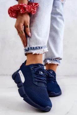 Online Damskie Buty Sportowe Memory Foam Big Star JJ274274 Granatowe Damskie Buty Sportowe Big Star