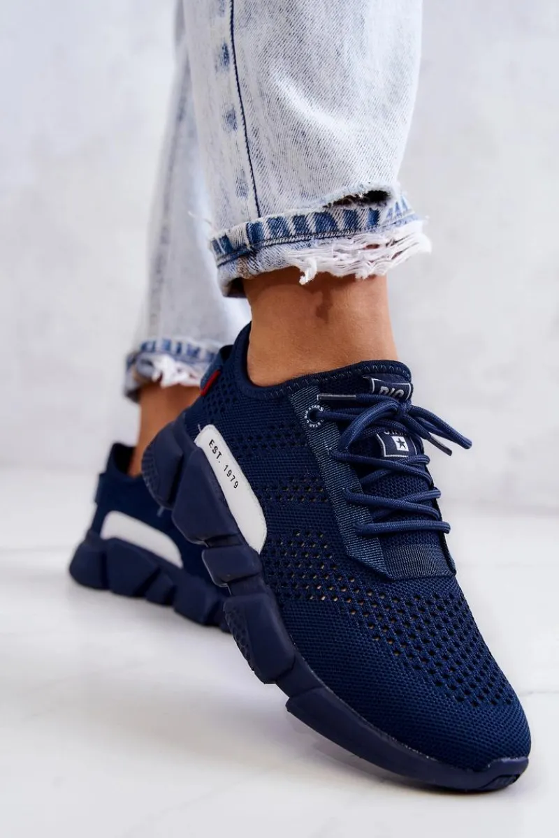 Online Damskie Buty Sportowe Memory Foam Big Star JJ274274 Granatowe Damskie Buty Sportowe Big Star