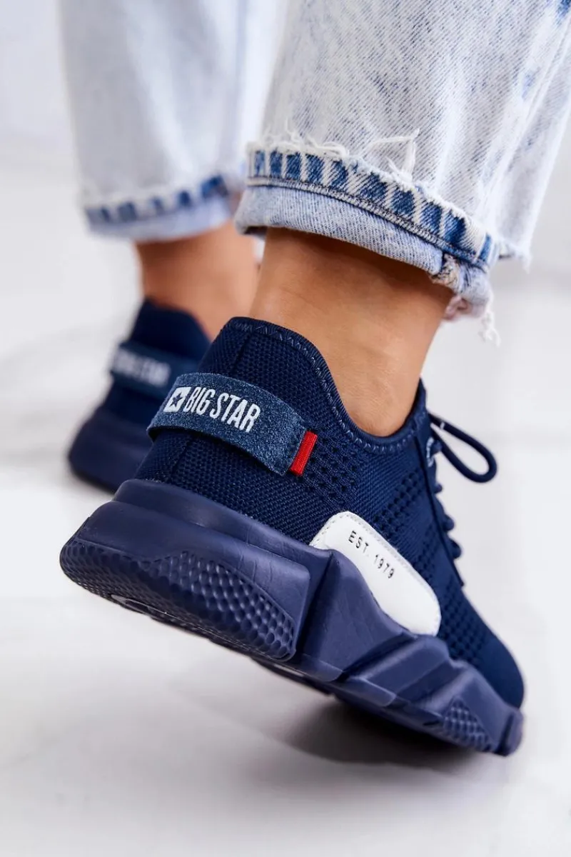Online Damskie Buty Sportowe Memory Foam Big Star JJ274274 Granatowe Damskie Buty Sportowe Big Star