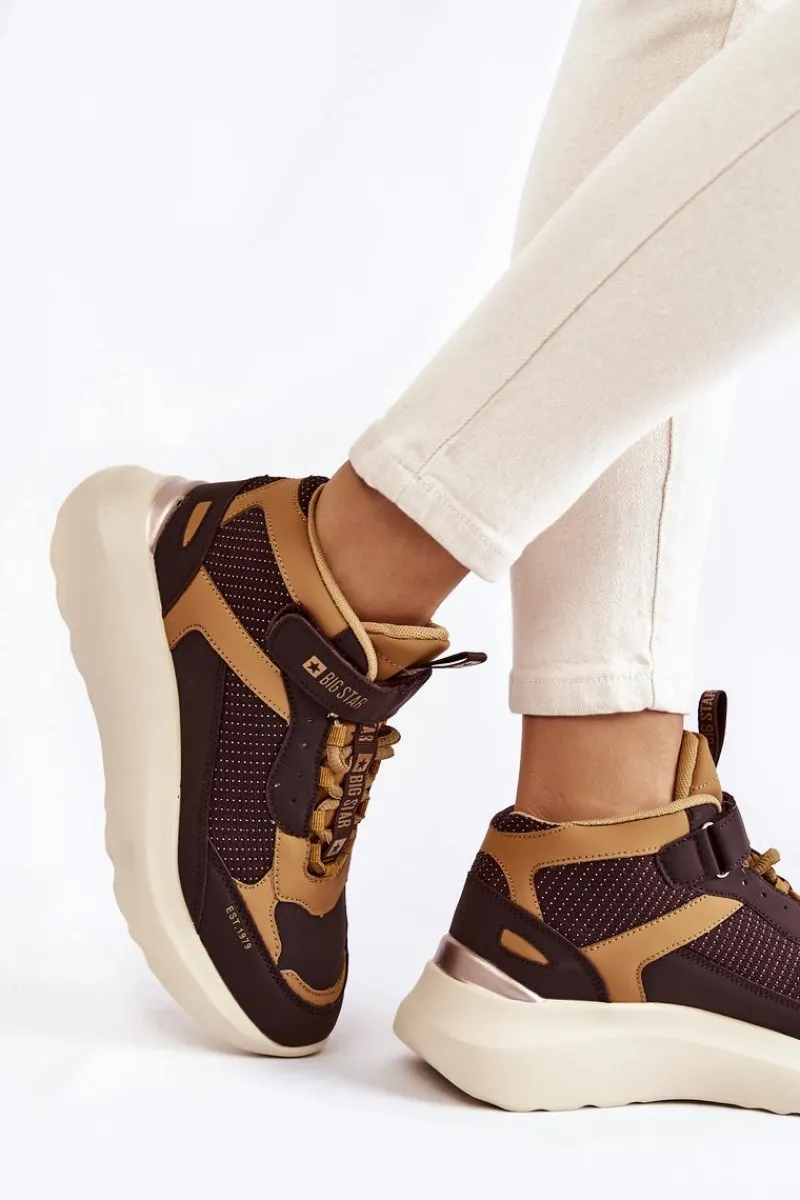 Damskie Buty Sportowe Memory Foam System Big Star KK274404 Brązowe Damskie Buty Sportowe Big Star|Sneakersy Damskie