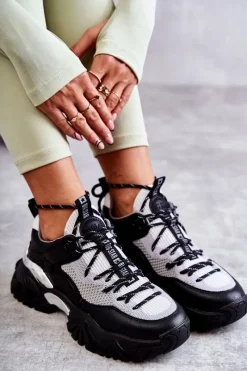 Buty Sportowe Big Star|Sneakersy Damskie>Big Star Shoes Damskie Buty Sportowe Memory Foam System Big Star KK274053 Czarno-Szare