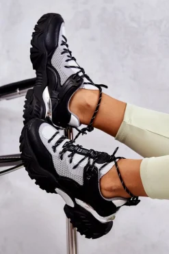 Buty Sportowe Big Star|Sneakersy Damskie>Big Star Shoes Damskie Buty Sportowe Memory Foam System Big Star KK274053 Czarno-Szare