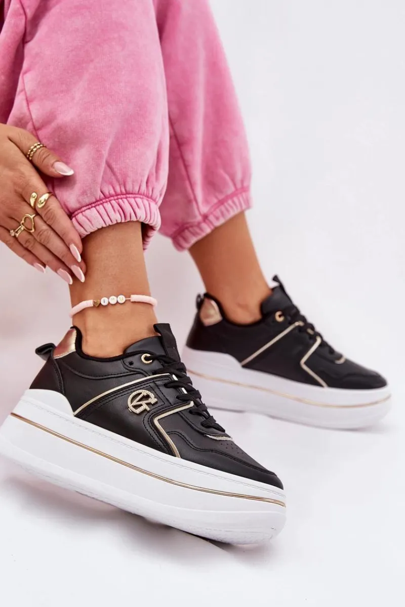 Online Damskie Buty Sportowe Na Platformie Czarne Caldeno Damskie Buty Sportowe Na Platformie|Sneakersy Damskie