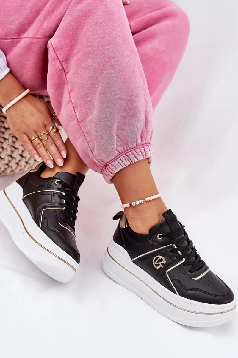 Online Damskie Buty Sportowe Na Platformie Czarne Caldeno Damskie Buty Sportowe Na Platformie|Sneakersy Damskie