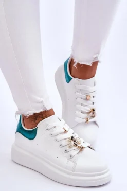 Online Damskie Buty Sportowe Na Masywnej Platformie Biało-Zielone Chante Damskie Sneakersy Damskie