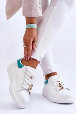 Online Damskie Buty Sportowe Na Masywnej Platformie Biało-Zielone Chante Damskie Sneakersy Damskie