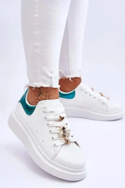Online Damskie Buty Sportowe Na Masywnej Platformie Biało-Zielone Chante Damskie Sneakersy Damskie