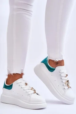 Online Damskie Buty Sportowe Na Masywnej Platformie Biało-Zielone Chante Damskie Sneakersy Damskie