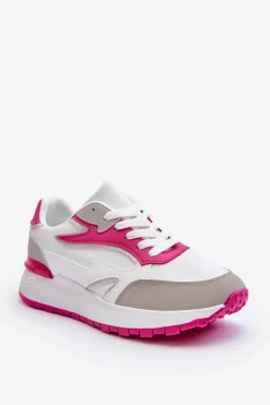 Sneakersy Damskie|Buty Sportowe Na Platformie>Boto Damskie Buty Sportowe Na Platformie Biało-Różowe Henley