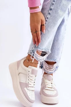 Discount Damskie Buty Sportowe Na Wysokiej Platformie Jasnobeżowe Bexley Damskie Buty Sportowe Na Platformie|Sneakersy Damskie