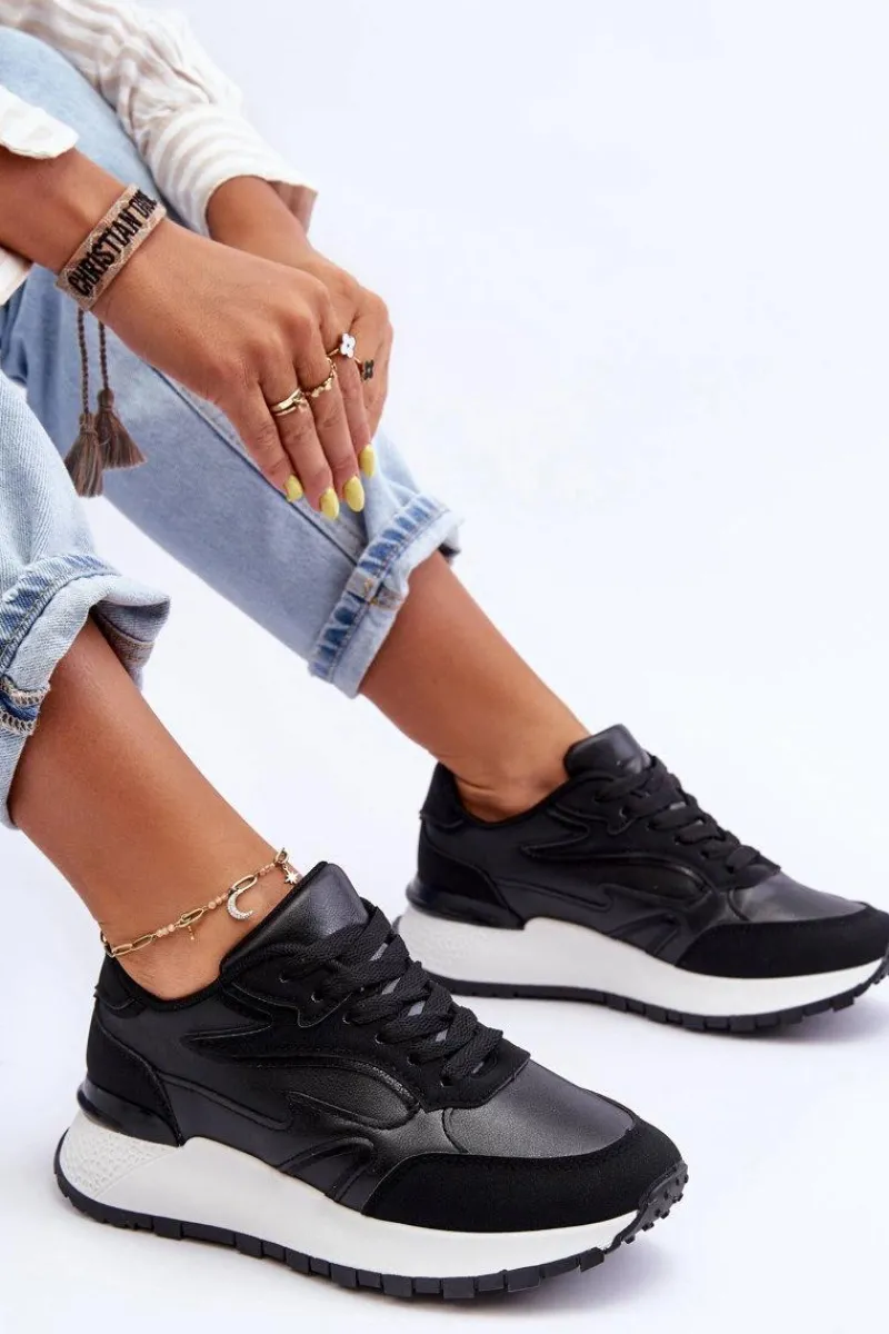 Buty Sportowe Na Platformie|Sneakersy Damskie>Boto Damskie Buty Sportowe Na Platformie Czarno-Białe Henley