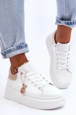 Best Boto Damskie Buty Sportowe Na Masywnej Platformie Biało-Złote Mariell