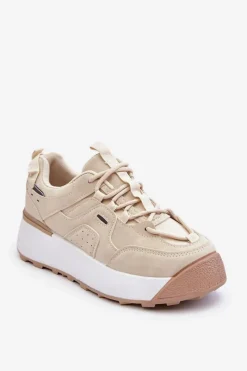 Damskie Buty Sportowe Na Platformie Jasnobeżowe Dakari Damskie Buty Sportowe Na Platformie|Sneakersy Damskie