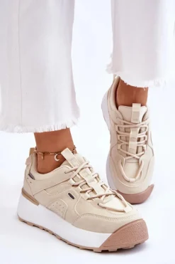Damskie Buty Sportowe Na Platformie Jasnobeżowe Dakari Damskie Buty Sportowe Na Platformie|Sneakersy Damskie