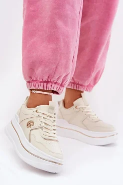 Online Damskie Buty Sportowe Na Platformie Beżowe Caldeno Damskie Buty Sportowe Na Platformie|Sneakersy Damskie