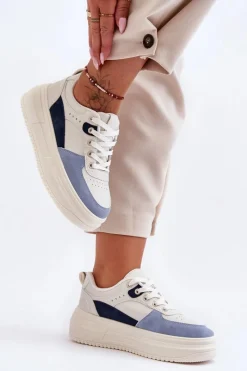 Buty Sportowe Na Platformie|Sneakersy Damskie>Boto Damskie Buty Sportowe Na Masywnej Platformie Biało-Niebieskie Gemma