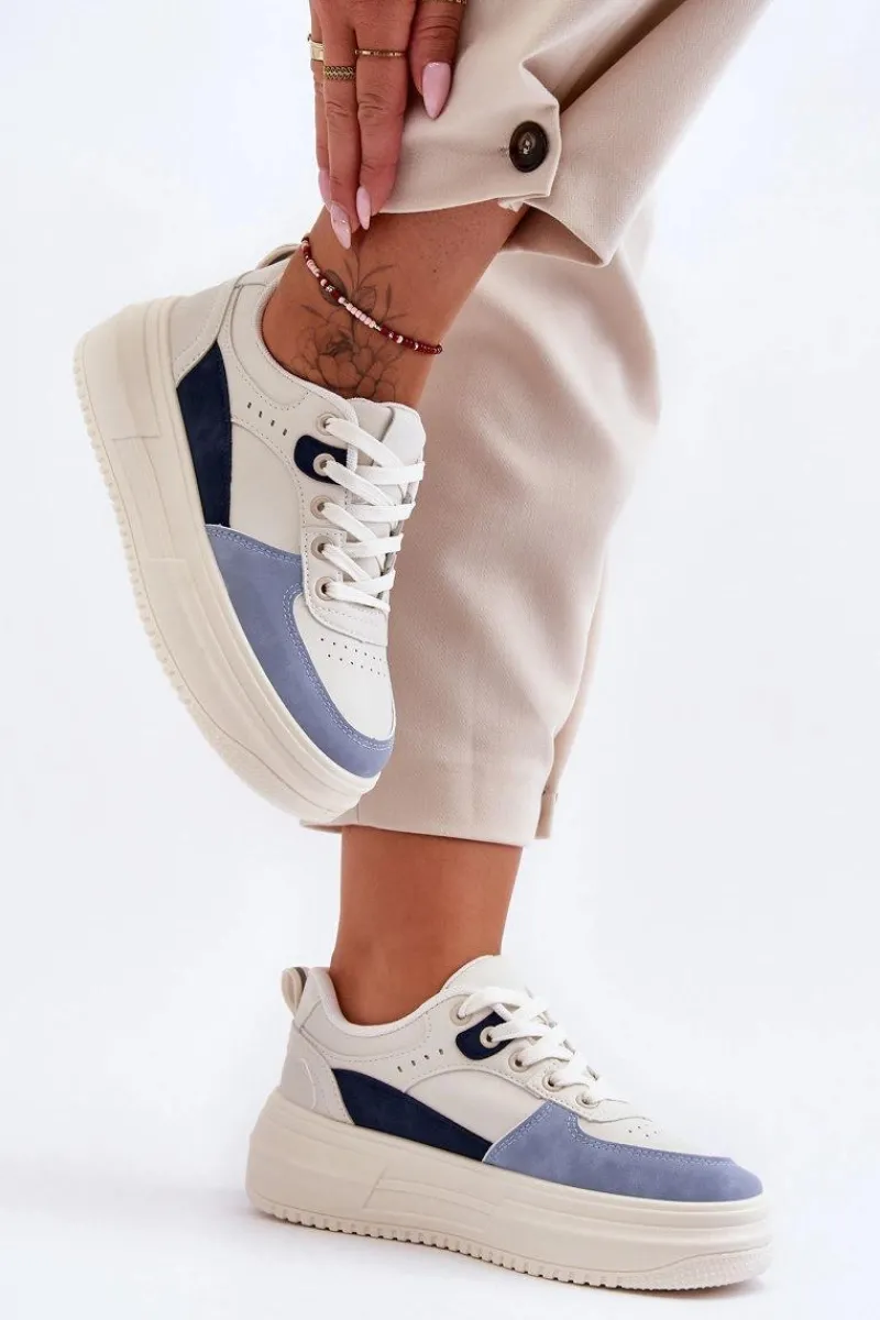 Buty Sportowe Na Platformie|Sneakersy Damskie>Boto Damskie Buty Sportowe Na Masywnej Platformie Biało-Niebieskie Gemma