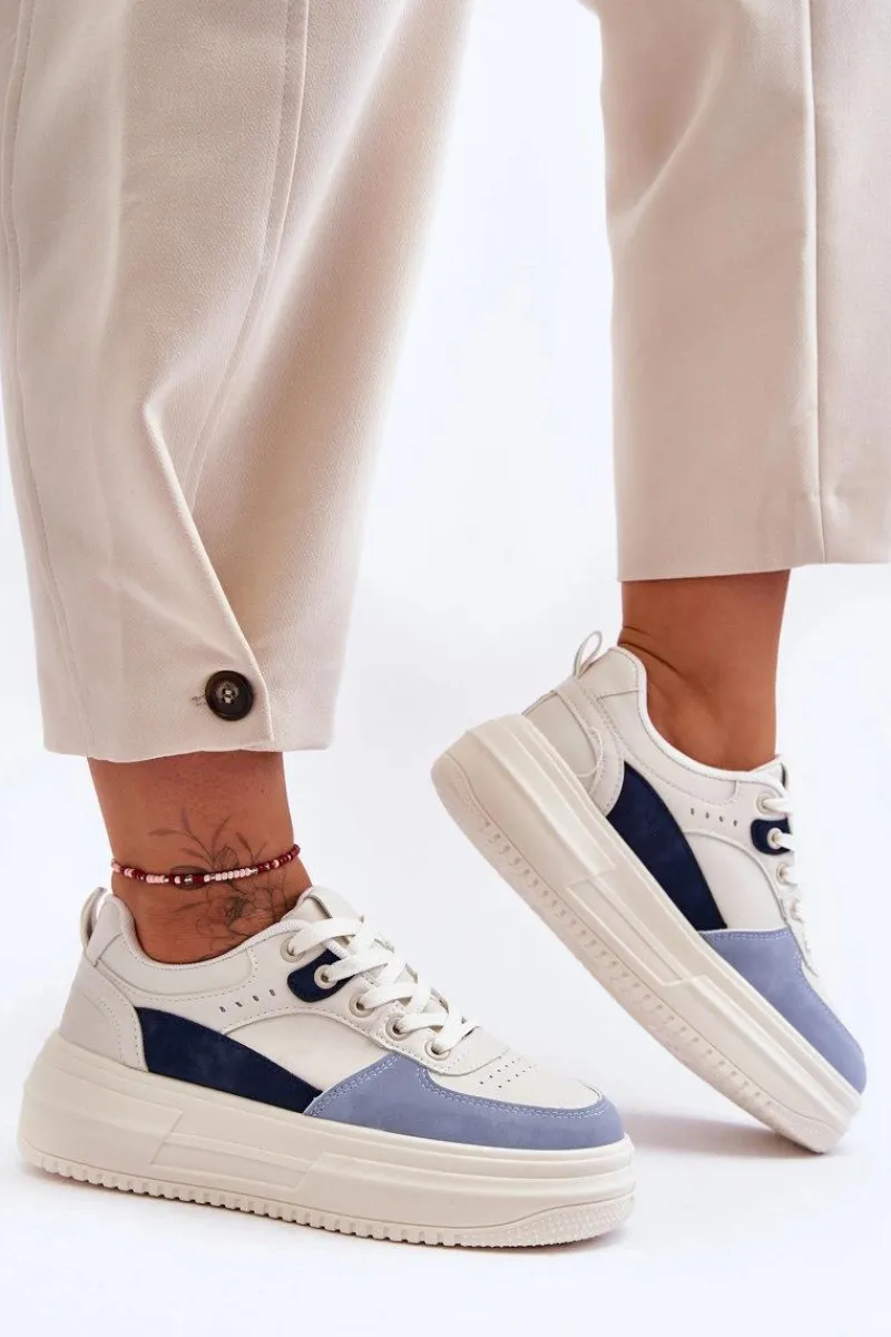 Buty Sportowe Na Platformie|Sneakersy Damskie>Boto Damskie Buty Sportowe Na Masywnej Platformie Biało-Niebieskie Gemma