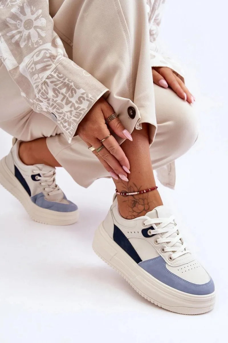 Buty Sportowe Na Platformie|Sneakersy Damskie>Boto Damskie Buty Sportowe Na Masywnej Platformie Biało-Niebieskie Gemma