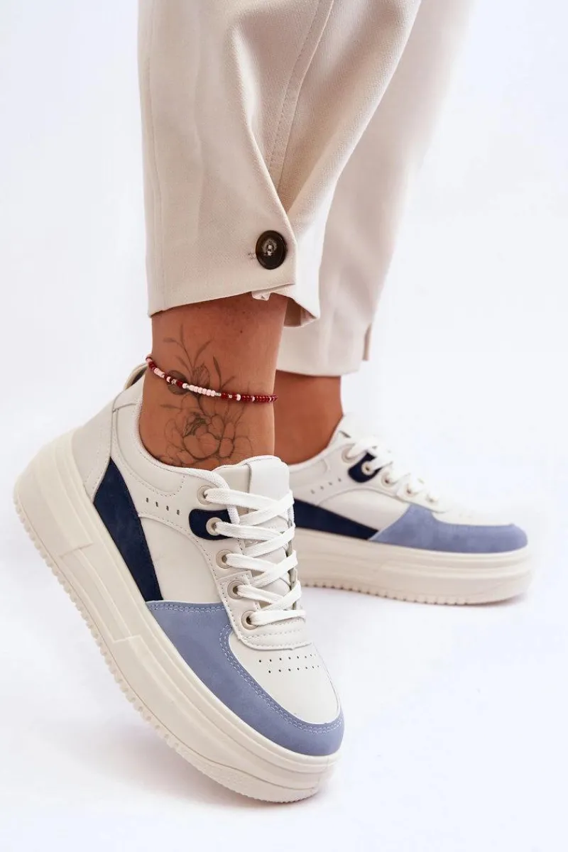 Buty Sportowe Na Platformie|Sneakersy Damskie>Boto Damskie Buty Sportowe Na Masywnej Platformie Biało-Niebieskie Gemma