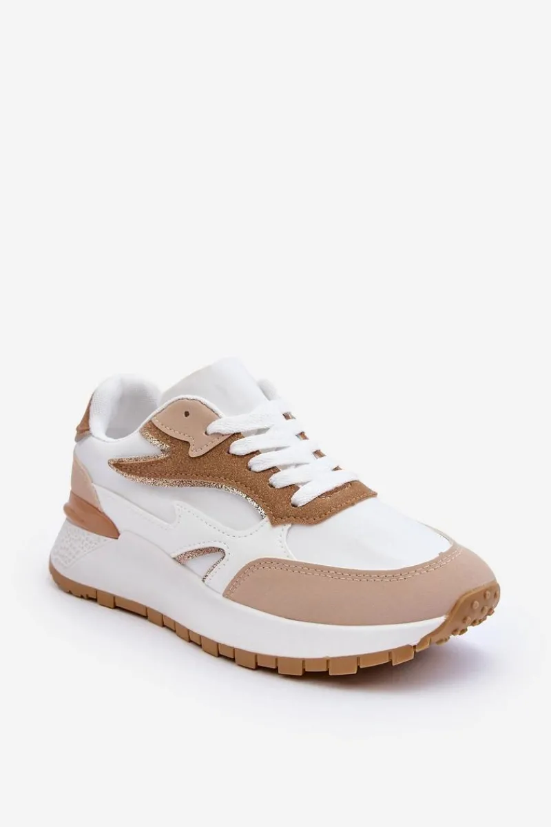 Clearance Boto Damskie Buty Sportowe Na Platformie Biało-Beżowe Henley