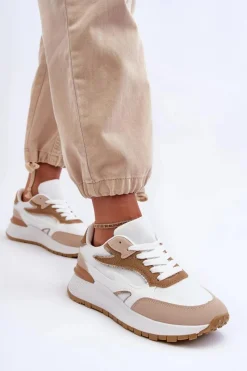 Clearance Boto Damskie Buty Sportowe Na Platformie Biało-Beżowe Henley