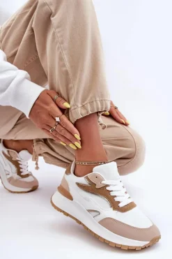 Clearance Boto Damskie Buty Sportowe Na Platformie Biało-Beżowe Henley