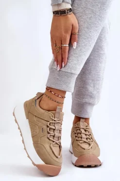Discount Damskie Buty Sportowe Na Platformie Beżowe Dakari Damskie Buty Sportowe Na Platformie|Sneakersy Damskie