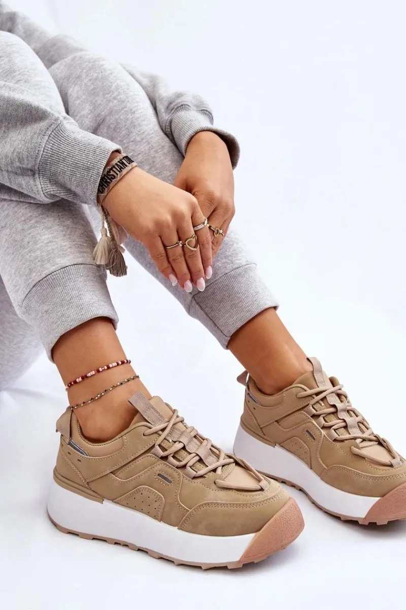 Discount Damskie Buty Sportowe Na Platformie Beżowe Dakari Damskie Buty Sportowe Na Platformie|Sneakersy Damskie