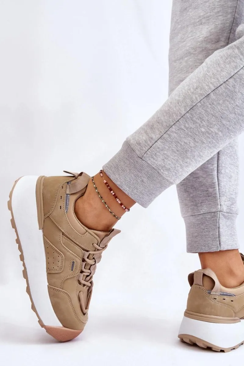 Discount Damskie Buty Sportowe Na Platformie Beżowe Dakari Damskie Buty Sportowe Na Platformie|Sneakersy Damskie