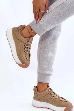 Discount Damskie Buty Sportowe Na Platformie Beżowe Dakari Damskie Buty Sportowe Na Platformie|Sneakersy Damskie