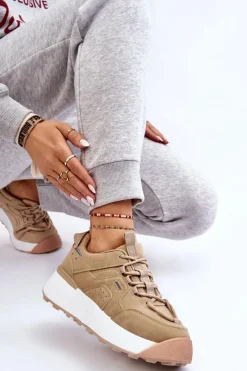 Discount Damskie Buty Sportowe Na Platformie Beżowe Dakari Damskie Buty Sportowe Na Platformie|Sneakersy Damskie