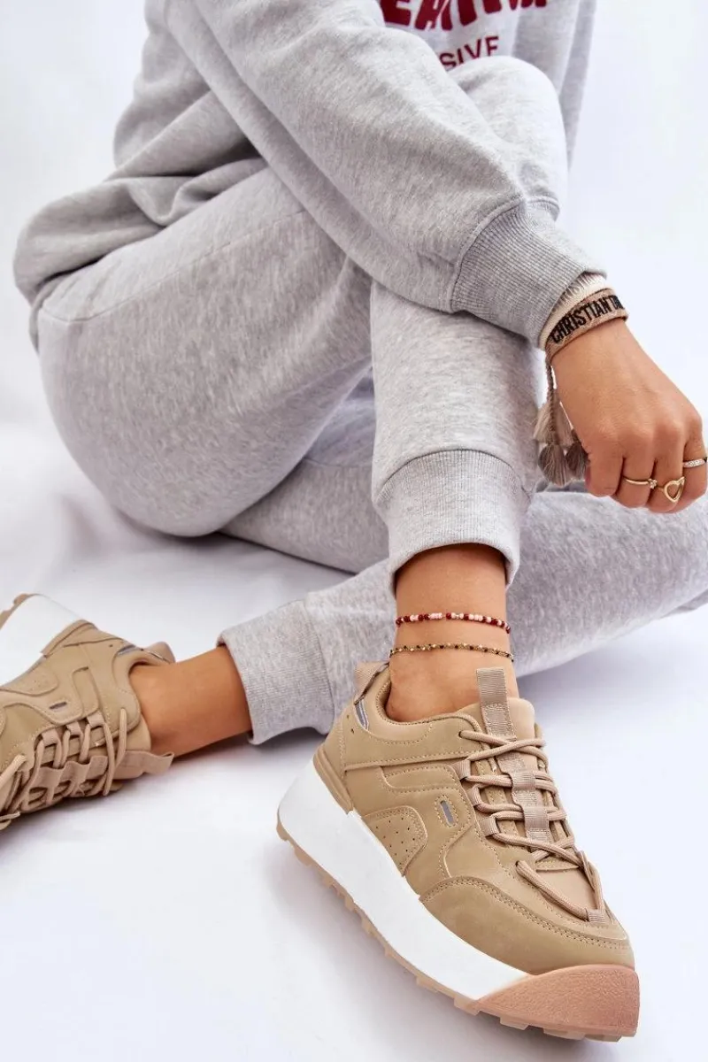 Discount Damskie Buty Sportowe Na Platformie Beżowe Dakari Damskie Buty Sportowe Na Platformie|Sneakersy Damskie
