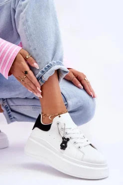 Online Damskie Buty Sportowe Na Masywnej Platformie Biało-Czarne Mariell Damskie Sneakersy Damskie