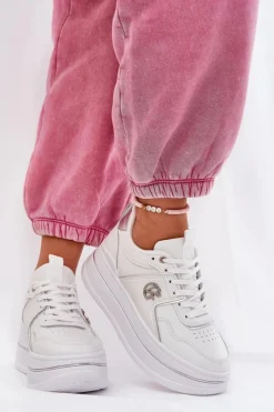 Buty Sportowe Na Platformie|Sneakersy Damskie>Boto Damskie Buty Sportowe Na Platformie Białe Caldeno Biały