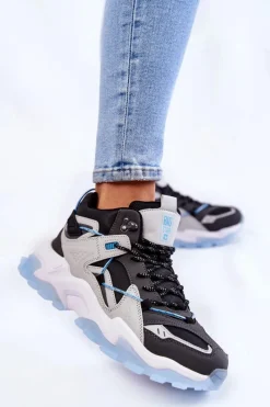 Buty Sportowe Big Star|Sneakersy Damskie></noscript>Big Star Shoes Damskie Buty Sportowe Na Masywnej Platformie Big Star KK274386 Czarno-Szare