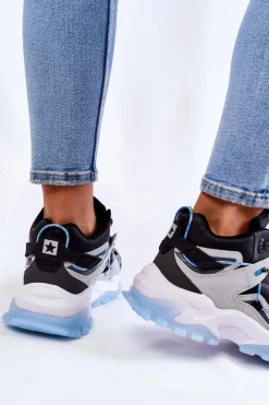 Buty Sportowe Big Star|Sneakersy Damskie></noscript>Big Star Shoes Damskie Buty Sportowe Na Masywnej Platformie Big Star KK274386 Czarno-Szare