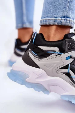 Buty Sportowe Big Star|Sneakersy Damskie></noscript>Big Star Shoes Damskie Buty Sportowe Na Masywnej Platformie Big Star KK274386 Czarno-Szare