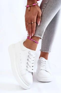 Sneakersy Damskie>Boto Damskie Buty Sportowe Na Platformie Białe Eliso