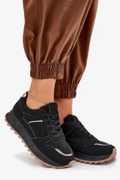 Outlet Damskie Buty Sportowe Na Platformie Czarne Yandia Damskie Sneakersy Damskie