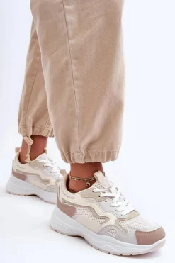 Online Damskie Buty Sportowe Sneakersy Na Platformie Beżowe Lomare Damskie Buty Sportowe Na Platformie|Sneakersy Damskie